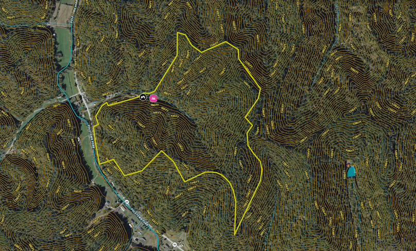 033 Owsley 150 Land ID map zoomed in with water features and contour lines