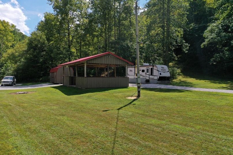 009 the view of the covered gathering spot and the RV