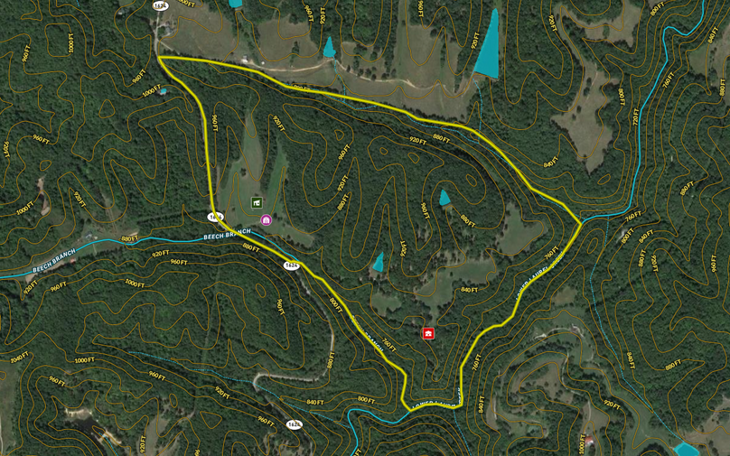 093 Johnson 175 Land ID map with water features and contour lines