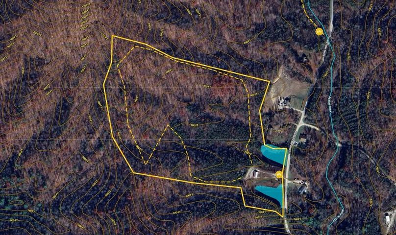 020 Powell 26.6 Land ID map zoomed in with contour lines and water features