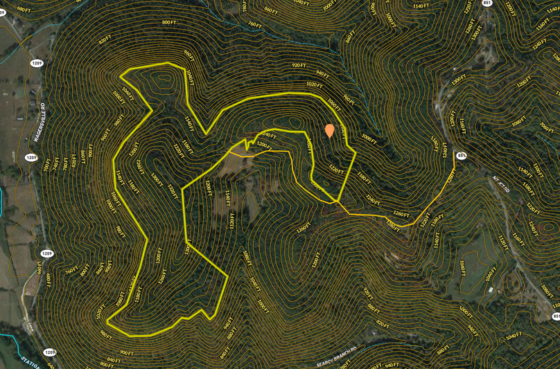 019 Estill 94 Land ID map zoomed in with water features and contour lines