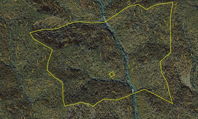 026 Breathitt 190 Land ID map zoomed in with contour lines and water features
