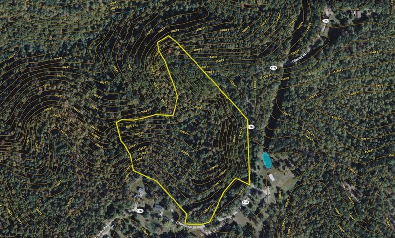 023 Estill 20 Land ID map zoomed in with contour lines and water features
