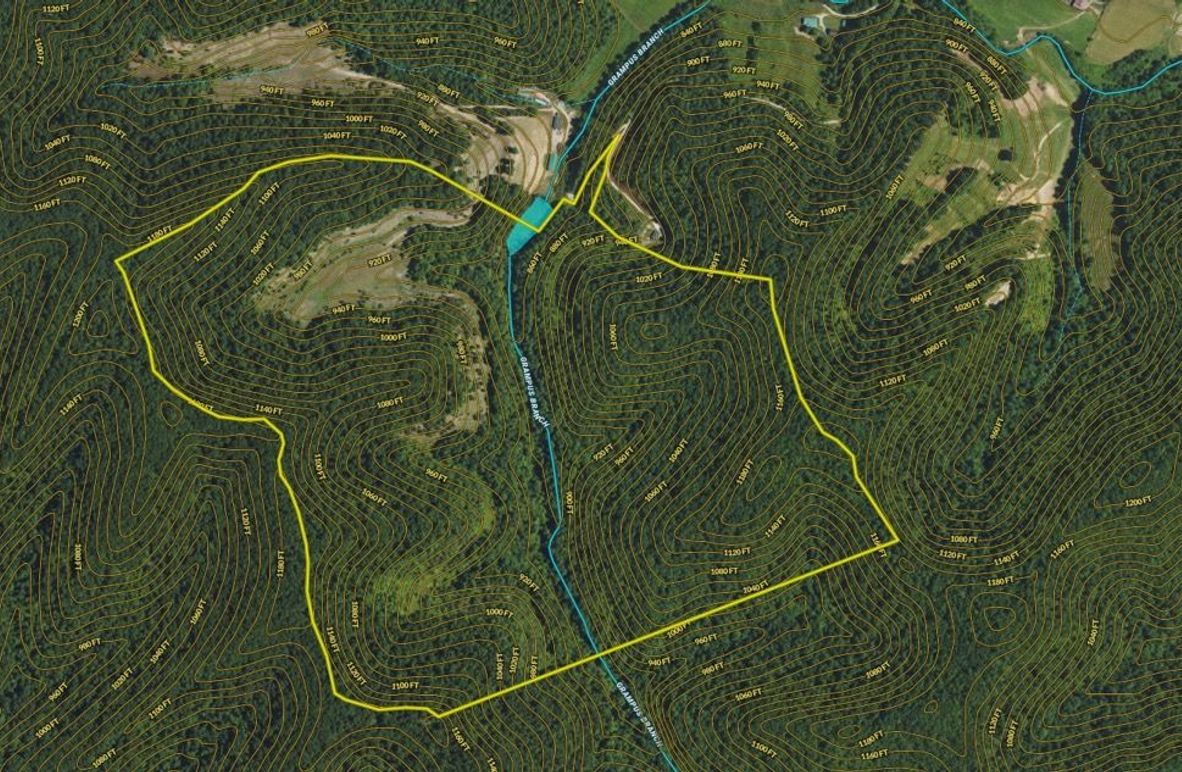 025 Morgan 161 Land ID map zoomed in with contour lines and water features