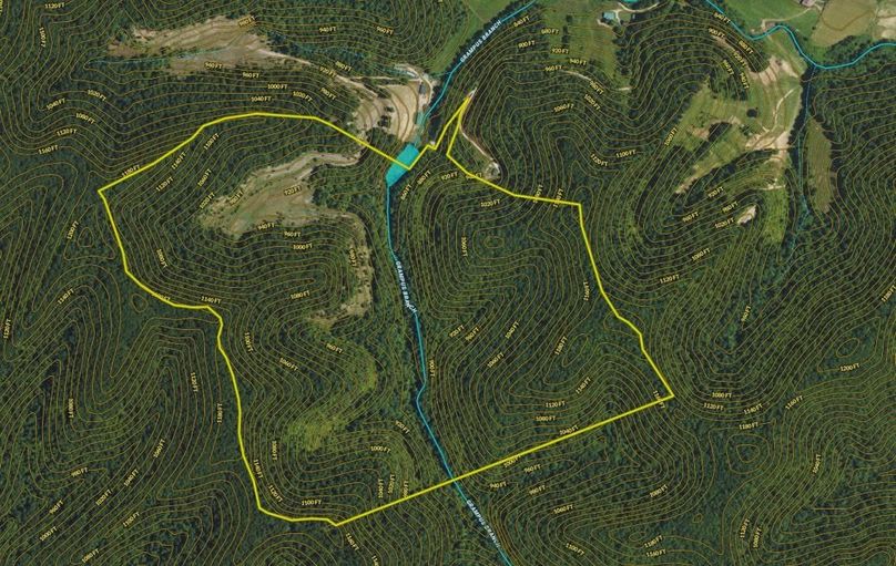 025 Morgan 161 Land ID map zoomed in with contour lines and water features