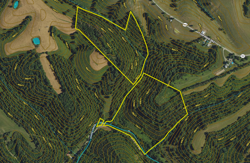 029 Garrard 51 Land ID map zoomed in with water features and contour lines