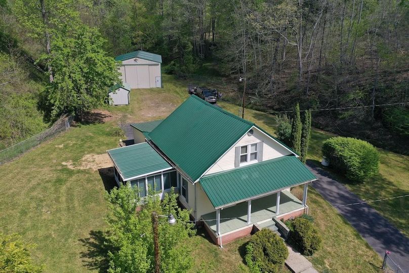 023 low elevation drone shot of the front of the home