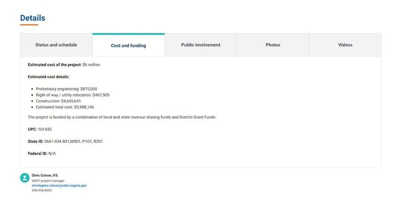 Frederick 21.50 Redbud Rd Relocation Cost & Funding