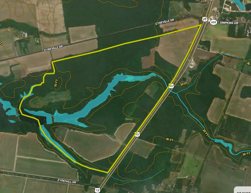Aerial- Contours and Surface Water