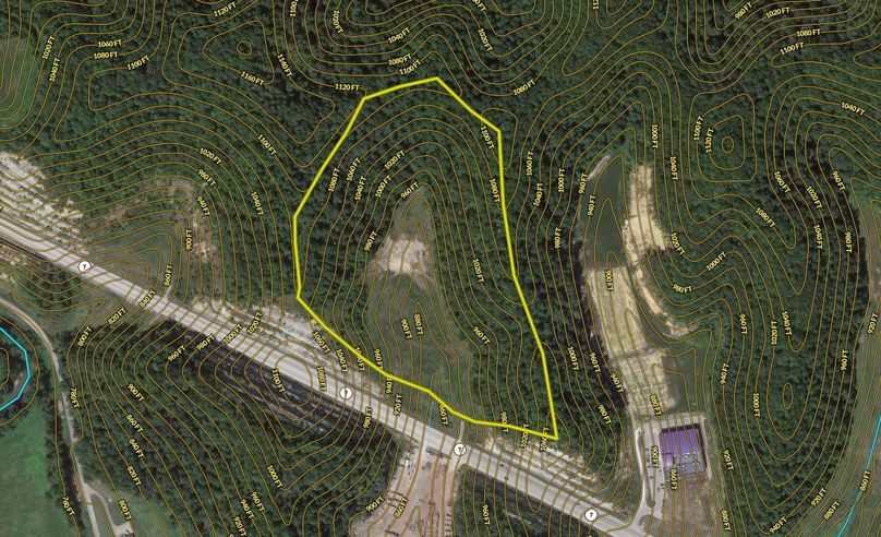 023 Morgan 18 Land ID aerial map zoomed in with contour lines