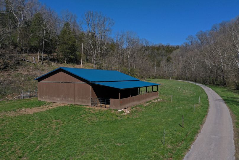 007 low elevation drone shot of the barn