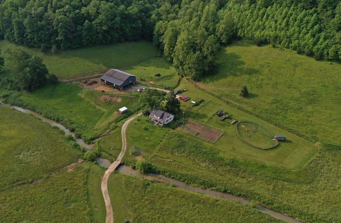 003 beautiful overhead drone view of the home and barn