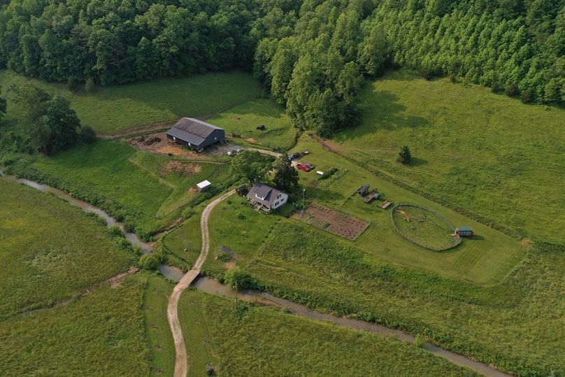 003 beautiful overhead drone view of the home and barn