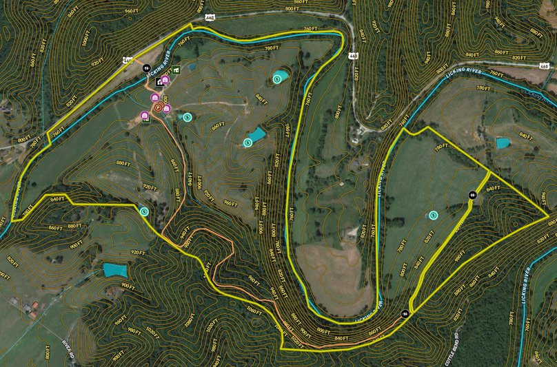 060 Morgan 287 Land ID map zoomed in with improvements, water features and contour lines