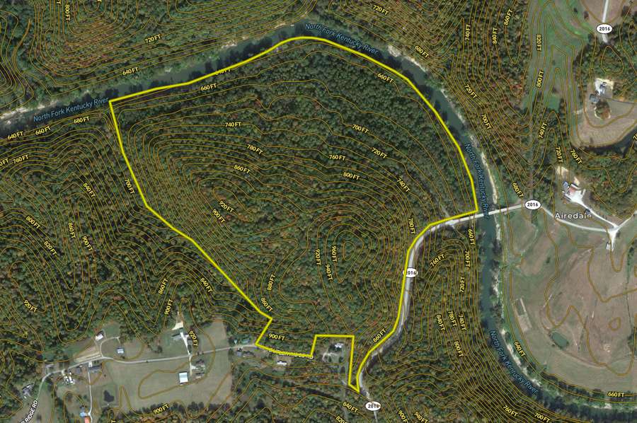 029 Lee 109 Land ID map zoomed in with contour lines and water features