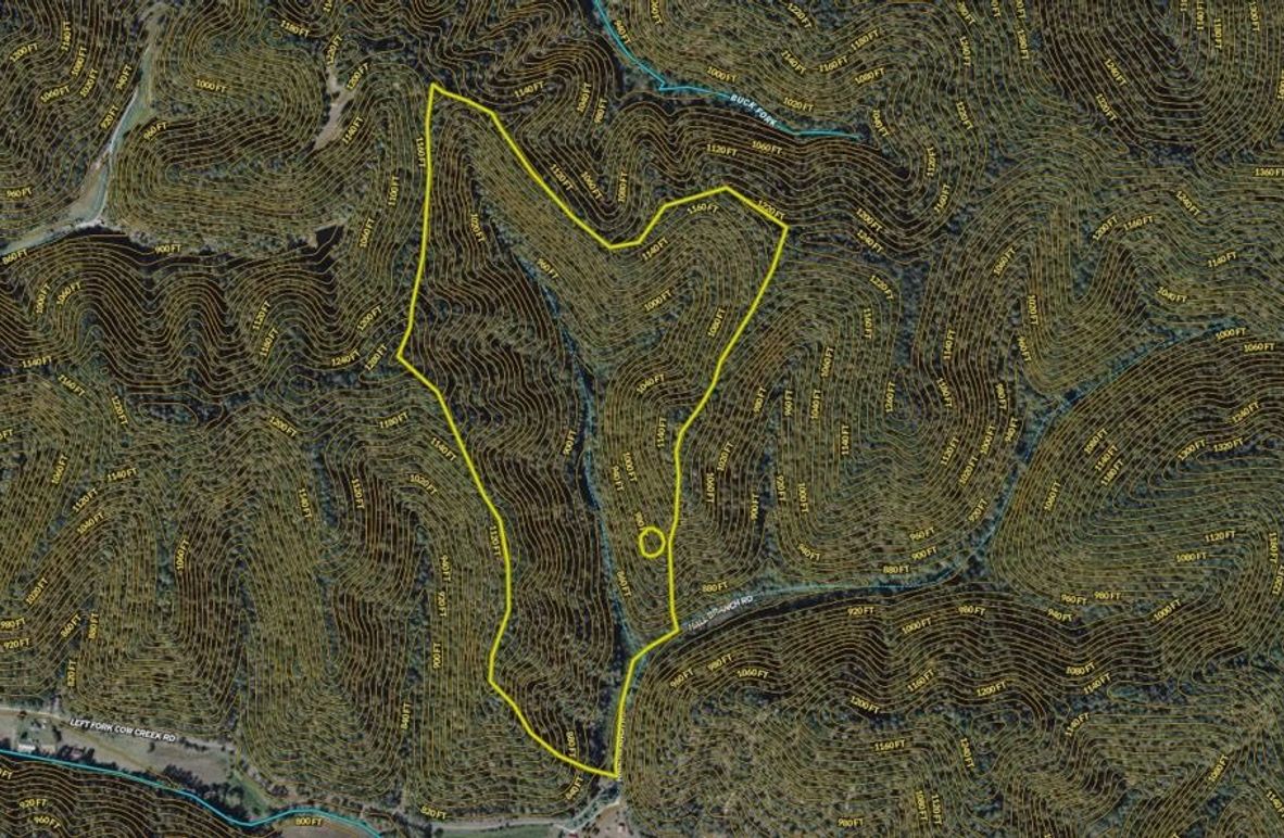 036 Owsley 99 Land ID map zoomed in with contour lines and water features