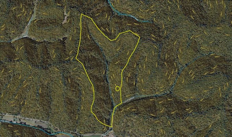 036 Owsley 99 Land ID map zoomed in with contour lines and water features
