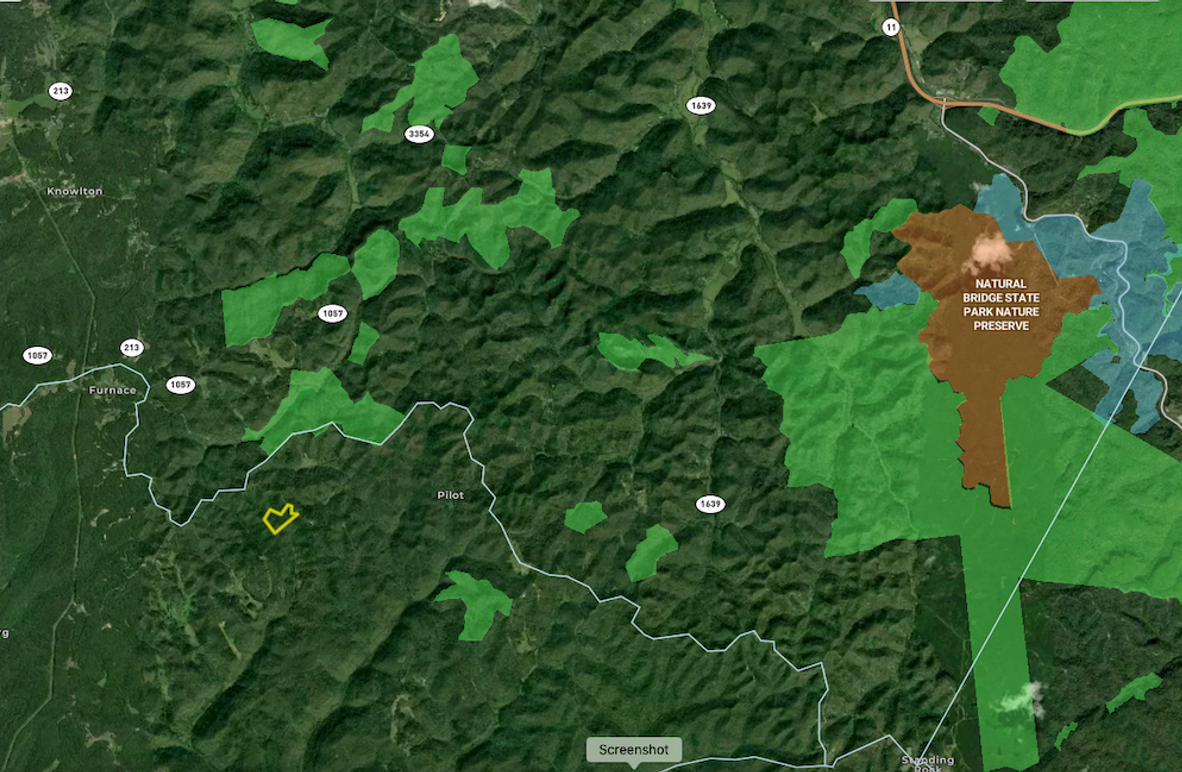 016 Estill 20 Land ID map zoomed out with National Forest