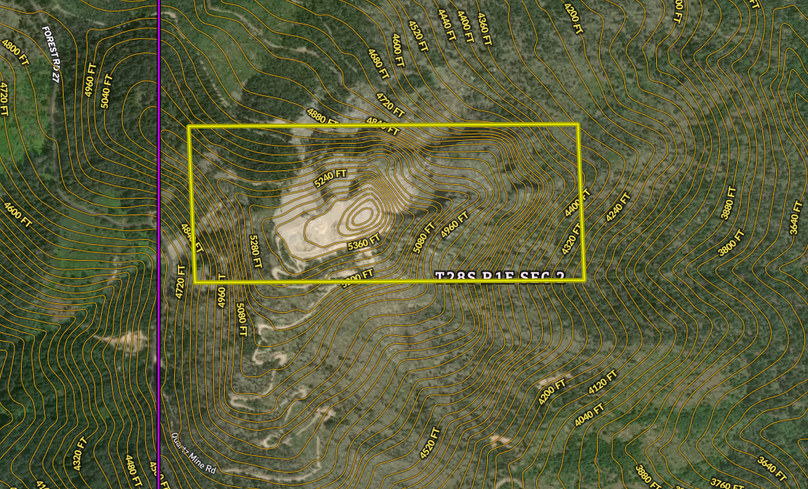 Quartz mtn. contours