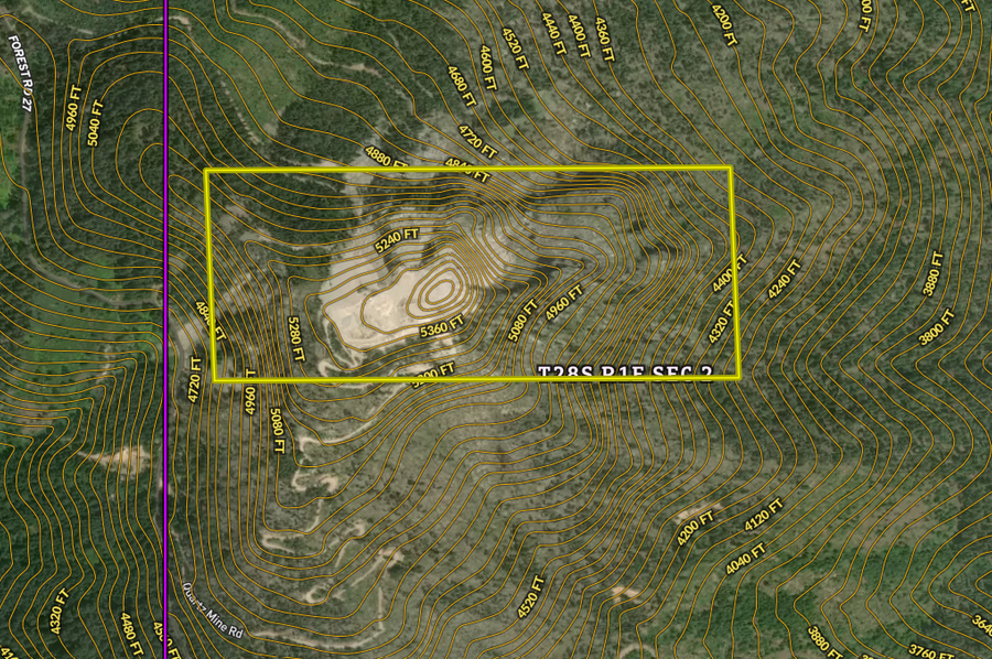 Quartz mtn. contours