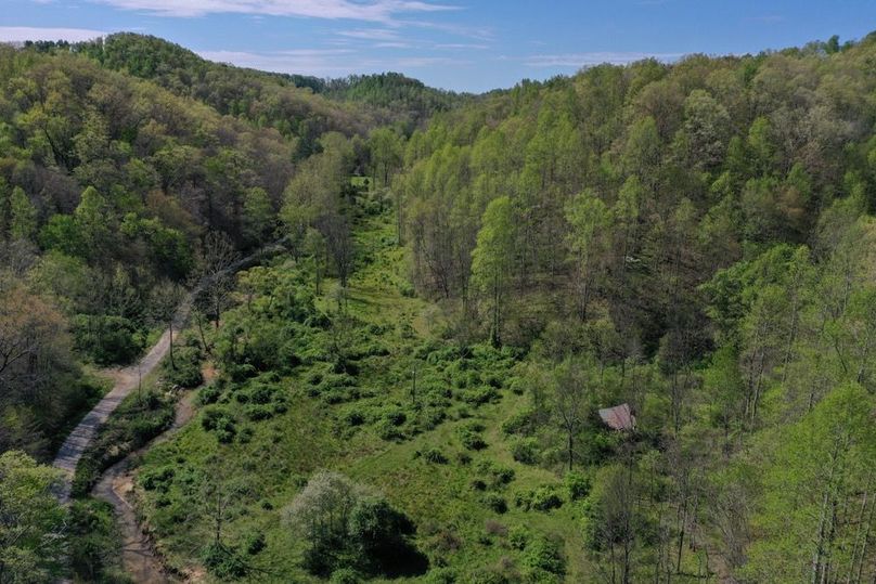 001 aerial drone shot of the old home site in the east part of the property