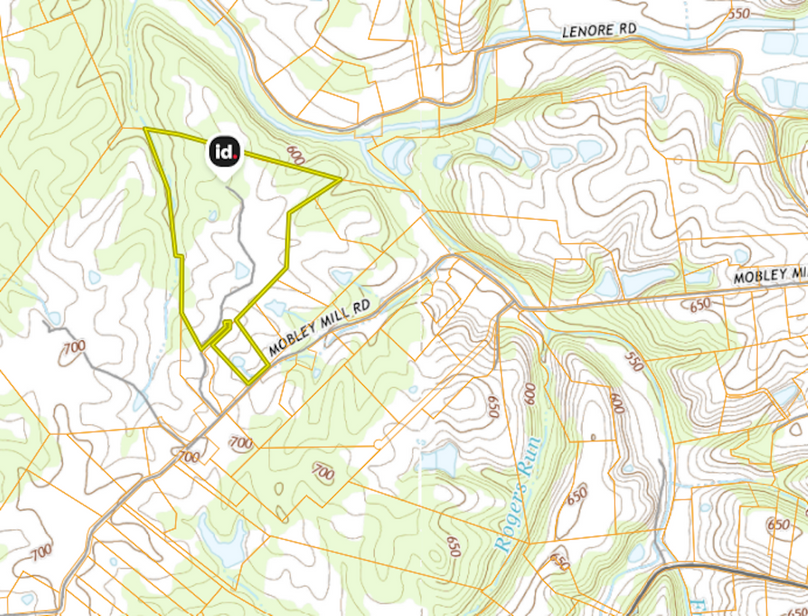 remington carlson 70 acres coxs creek land id aerial outline 3