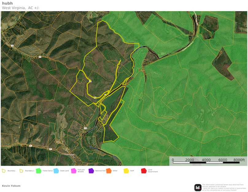 Rand Co WV 1360 Laurel Lands map 6 National Forest border property
