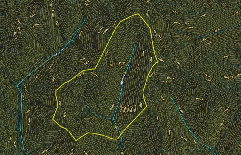 012 Breathitt 85 Land ID map zoomed in with contour lines and water features