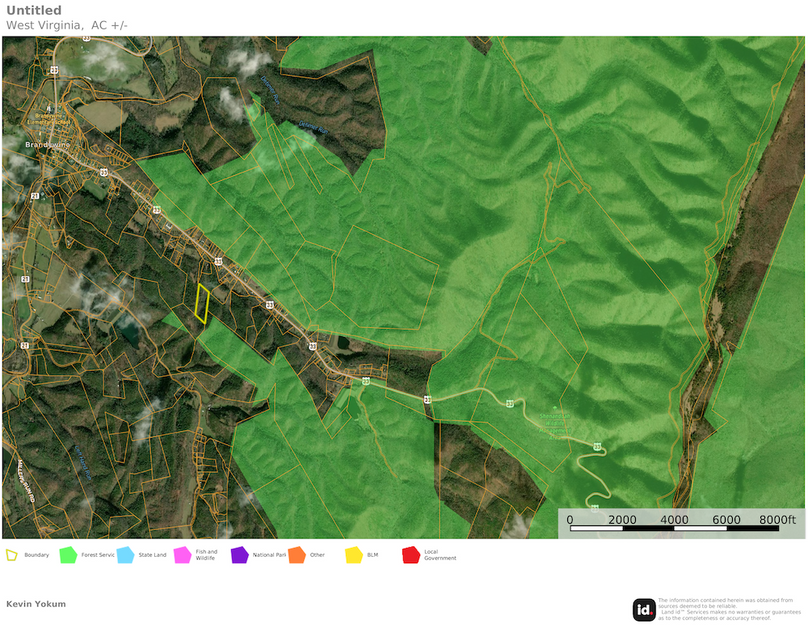 Pend Co WV 10+cabin Cornett map 5 national forest land
