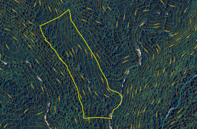 056 Powell 25.4 Land ID map zoomed in with contour lines