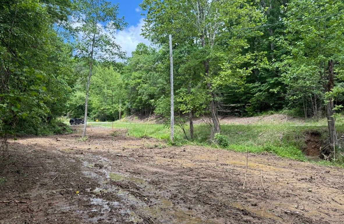 001 the clearing area near the road and creek, ideal for a cabin, home or RV