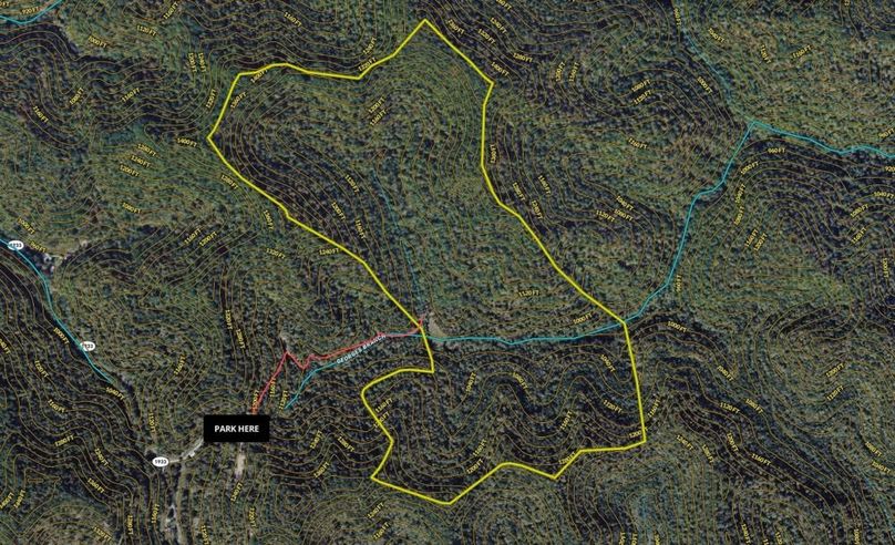 029 Breathitt 165 Mapright zoomed in with contour lines and water features