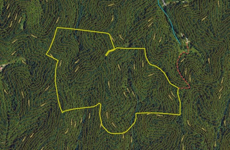 018 Lee 76 Land ID map zoomed in with contour lines and water features