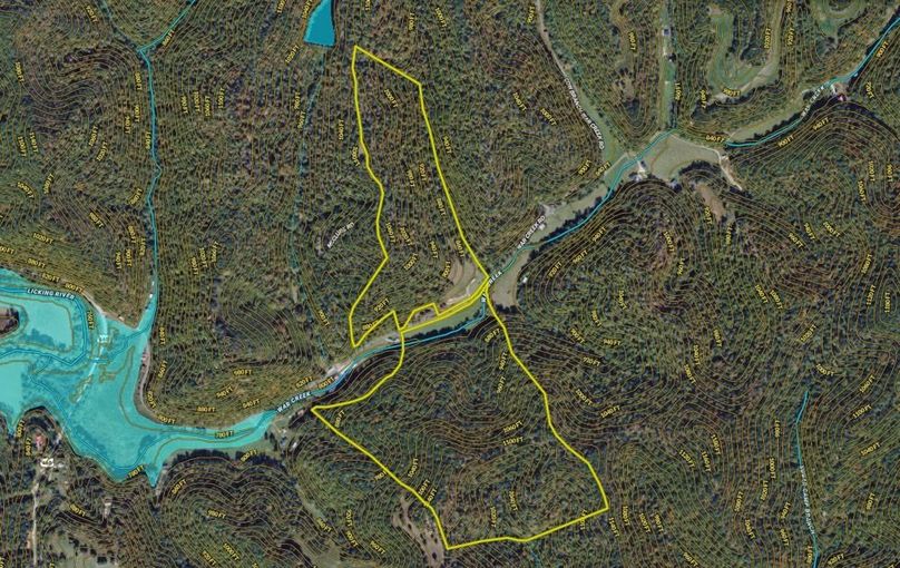 027 Morgan 125 Land ID map zoomed in with water features and contour lines