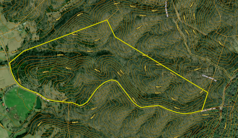 Map Contour Lines-  Cumberland Co Ky 80.34 Butterpoint FFT