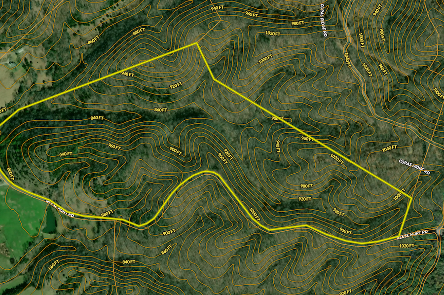 Map Contour Lines-  Cumberland Co Ky 80.34 Butterpoint FFT