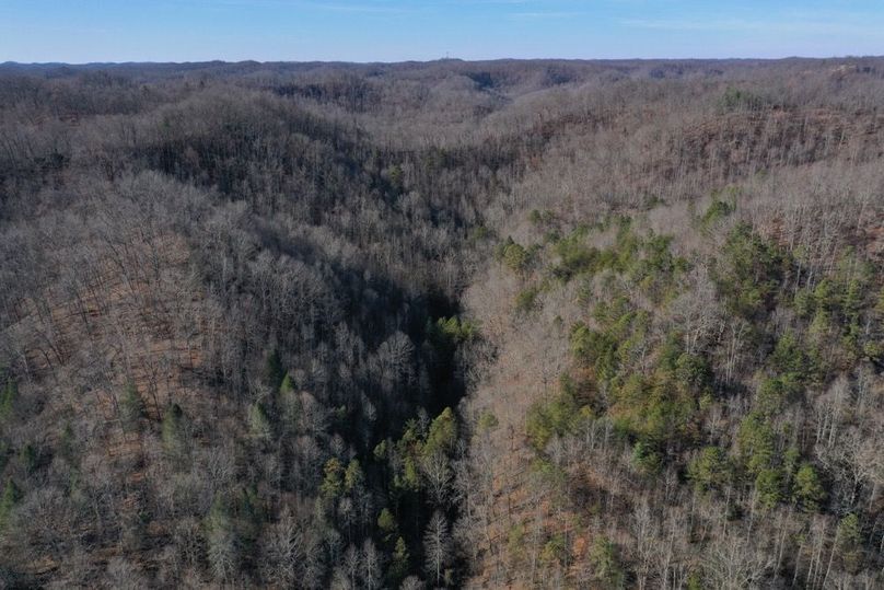 001 aerial drone shot from the east boundary looking west up the valley through the low gap