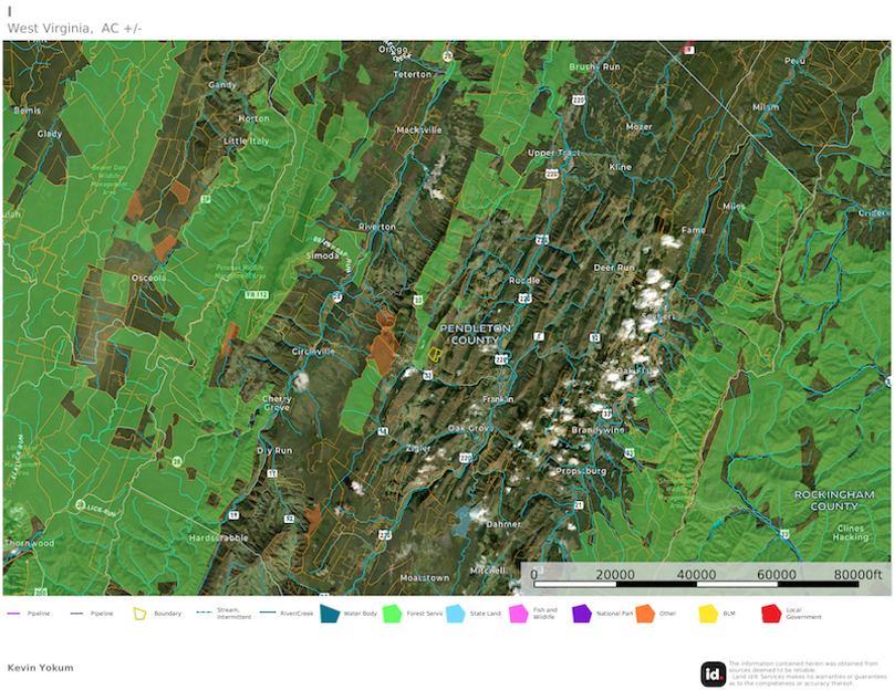 Pendleton Co WV 140 Ziknick map 5 national forest land
