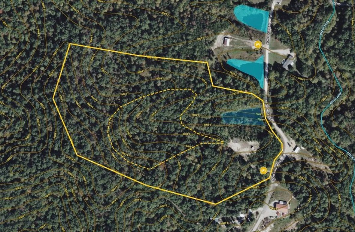 023 Powell 19.2 Land ID map zoomed in with water features and contour lines