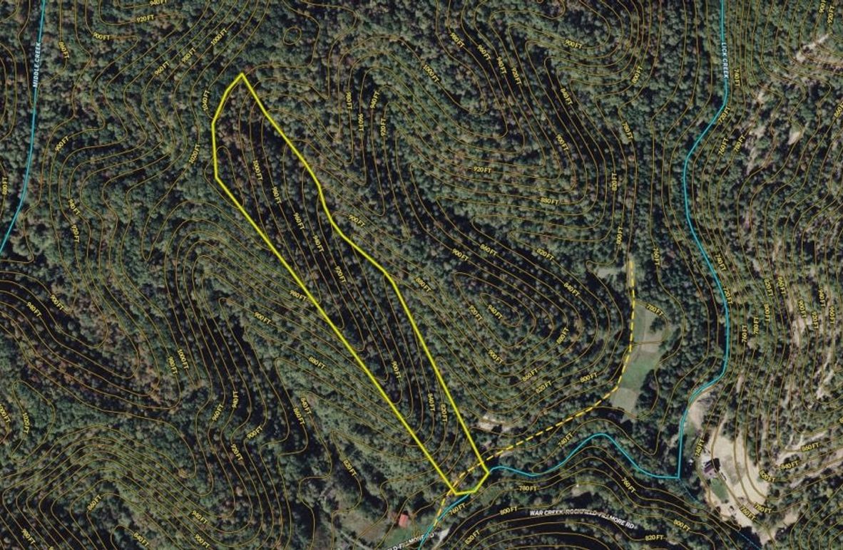 012 Breathitt 10 Land ID map zoomed in with contour lines and water features
