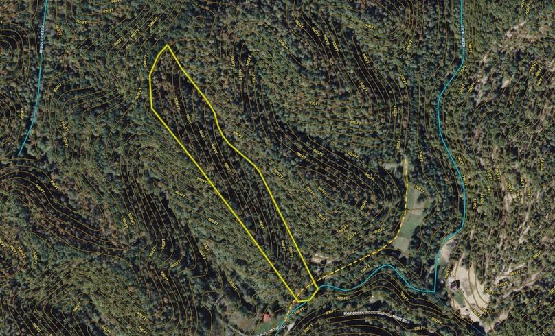 012 Breathitt 10 Land ID map zoomed in with contour lines and water features