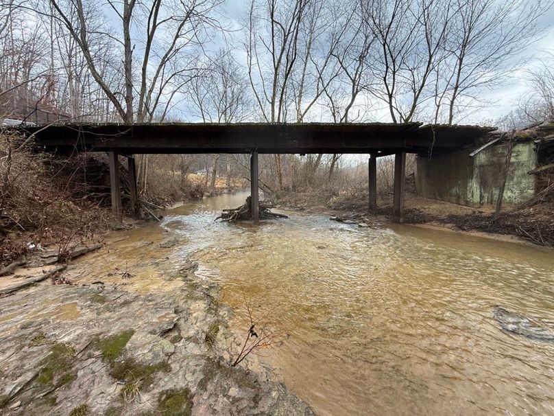 014 the underneath view of the bridge and Left Fork of White Oak Creek