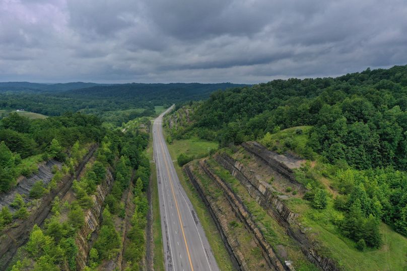 018 mid altitude aerial drone shot from the south boundary looking northwest along KY 7_HWY 519