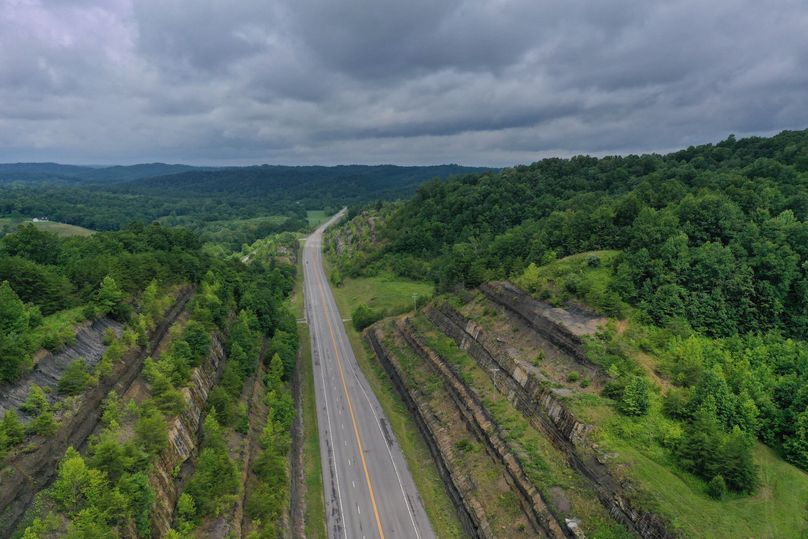 018 mid altitude aerial drone shot from the south boundary looking northwest along KY 7_HWY 519