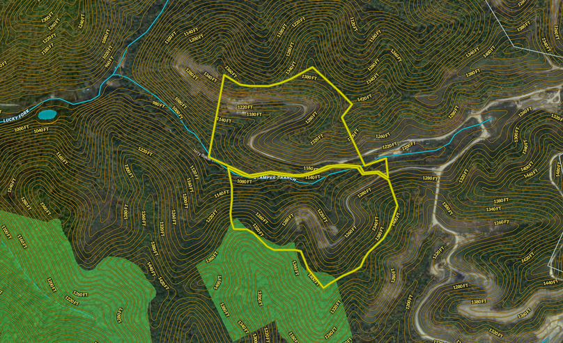 025 Owsley 81 Land ID map zoomed in with contour lines and water features