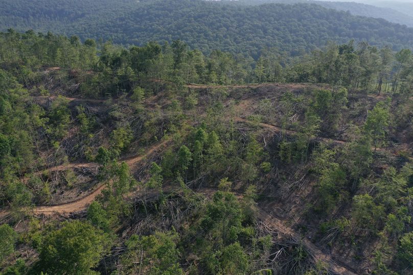 024 low elevation aerial drone shot of the southwest portion of the property