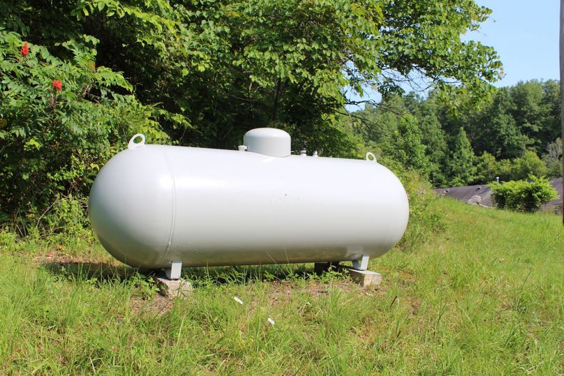 021 the large propane tank providing fuel for the main house for cooking, heating and on demand hot water 
