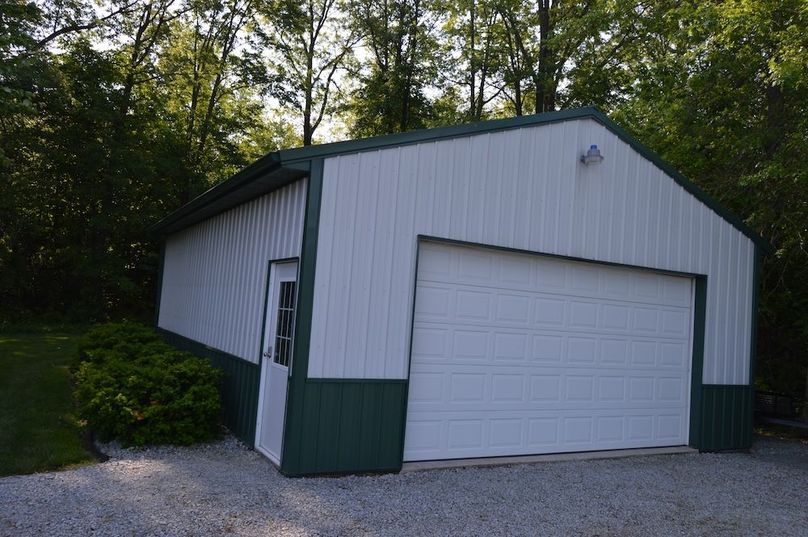 Side view of storage barn