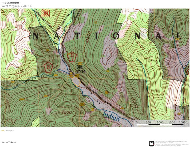 Tucker WV 2ac+house+cabin Messenger map 2 topo