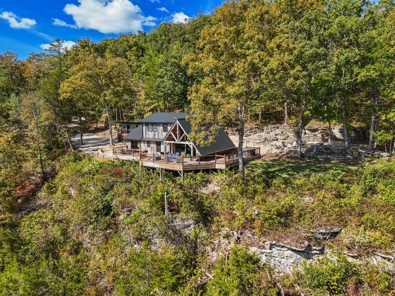 020 aerial view of the cabin and cliff line